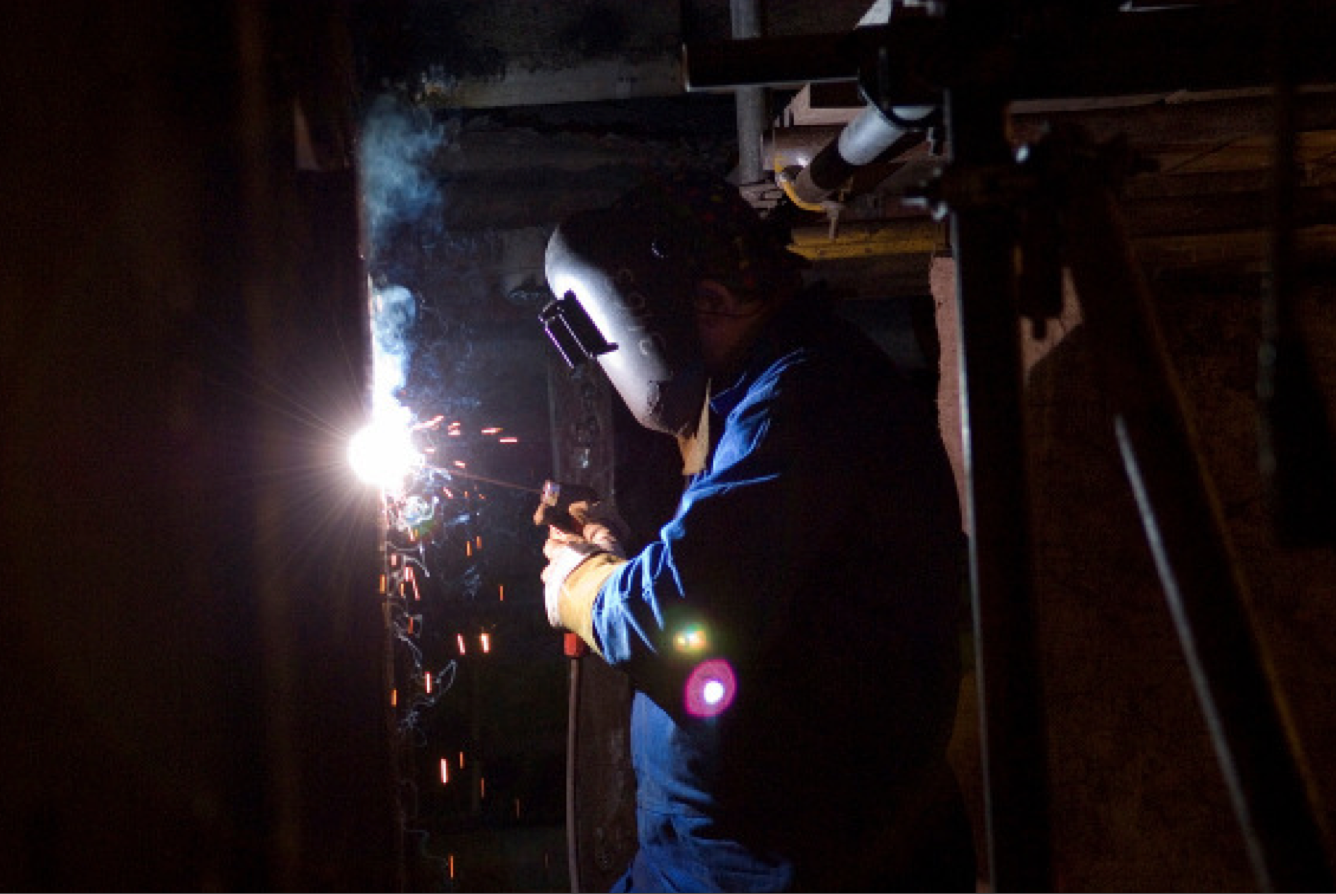 Polish welder supplied by Central European Staffing at work Cockenzie Power Station, East Lothian, Scotland, 2008