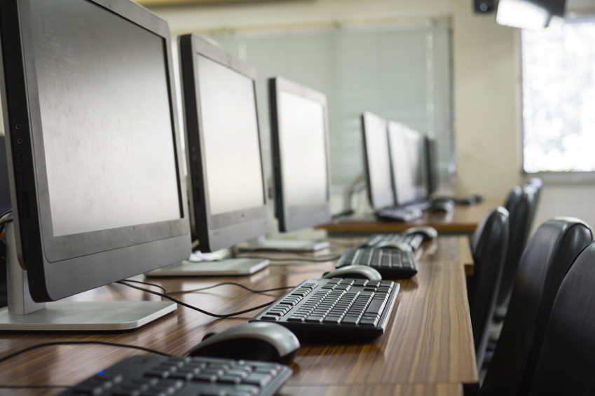 Classroom Computer, Education Empty Classroom Computer Education. Training Programming.